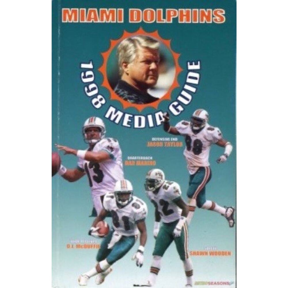 Miami Dolphins 1998 Media Guide NFL Football Team Cover On 12x8in Metal Sign